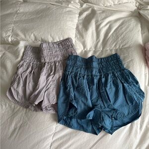 2 High Waist Women's Shorts in Blue and Purple